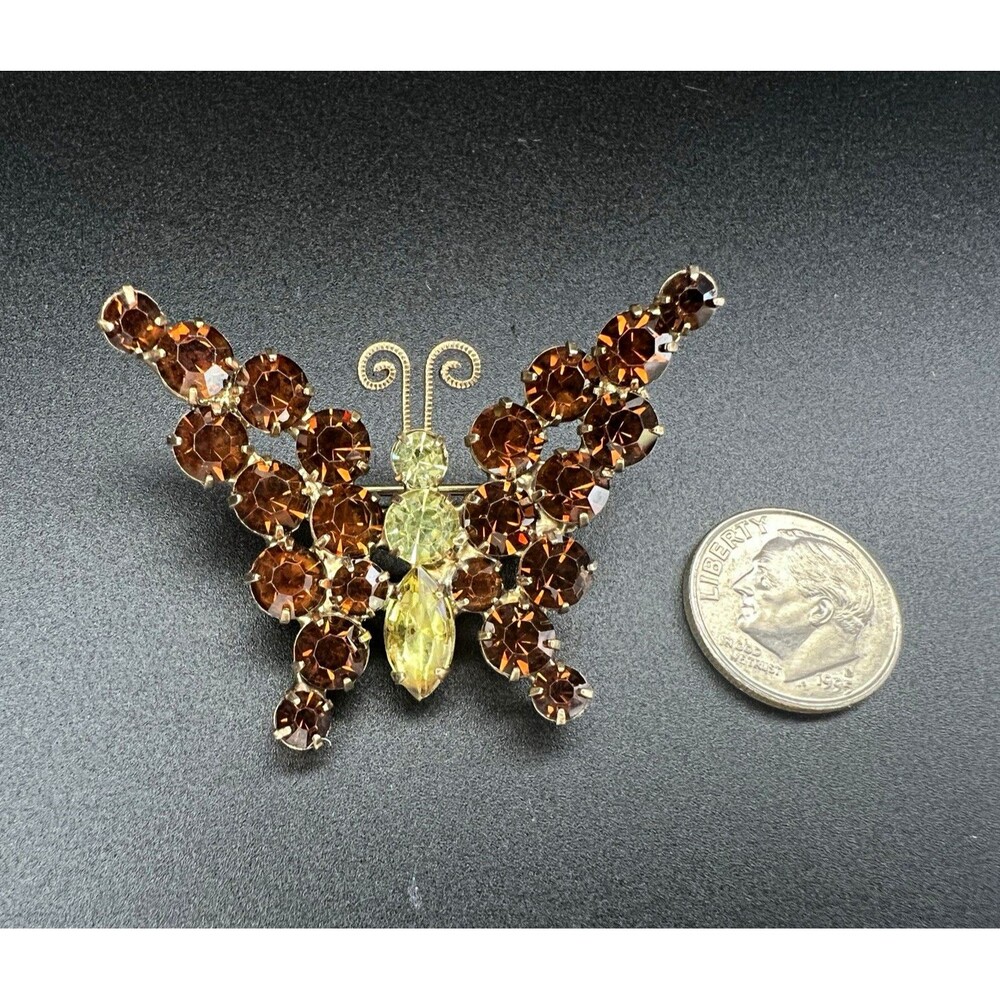 Ref No. 9379 Vintage Verified Juliana DeLizza & Elster Topaz Butterfly Brooch